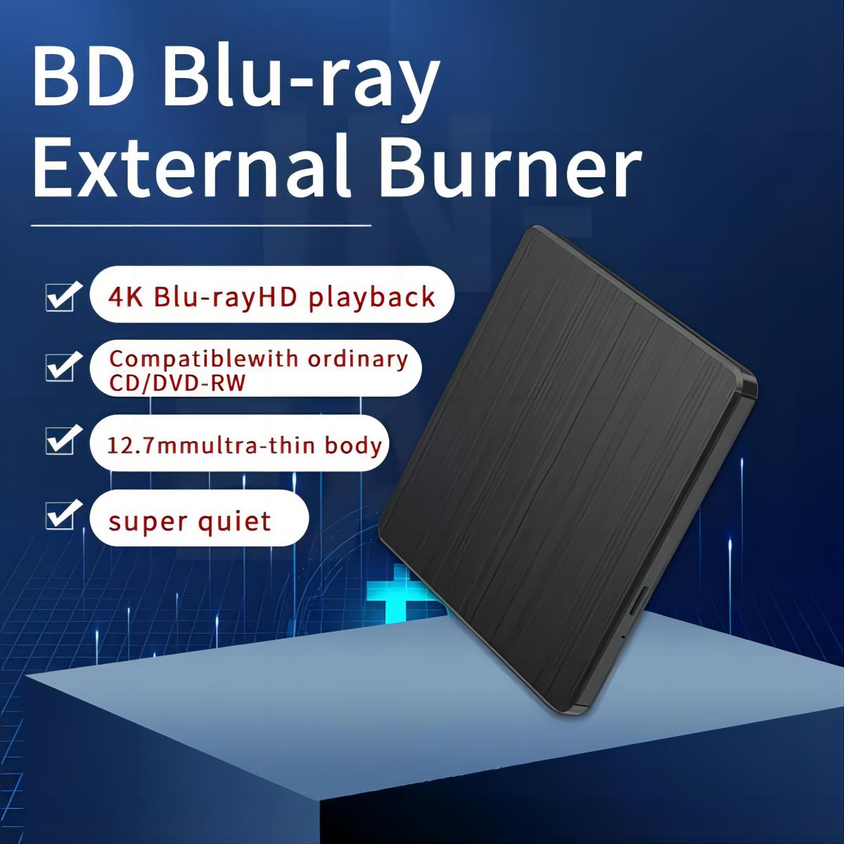 3D Lecteur Blu-ray USB 3.0 Externe Portable Lecteur-Graveur BD-RW