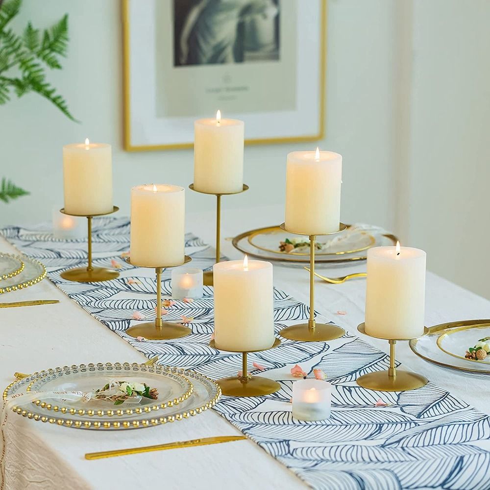 Brass Candlesticks Set of 5 Pedestal Candle Holders Brass Candle