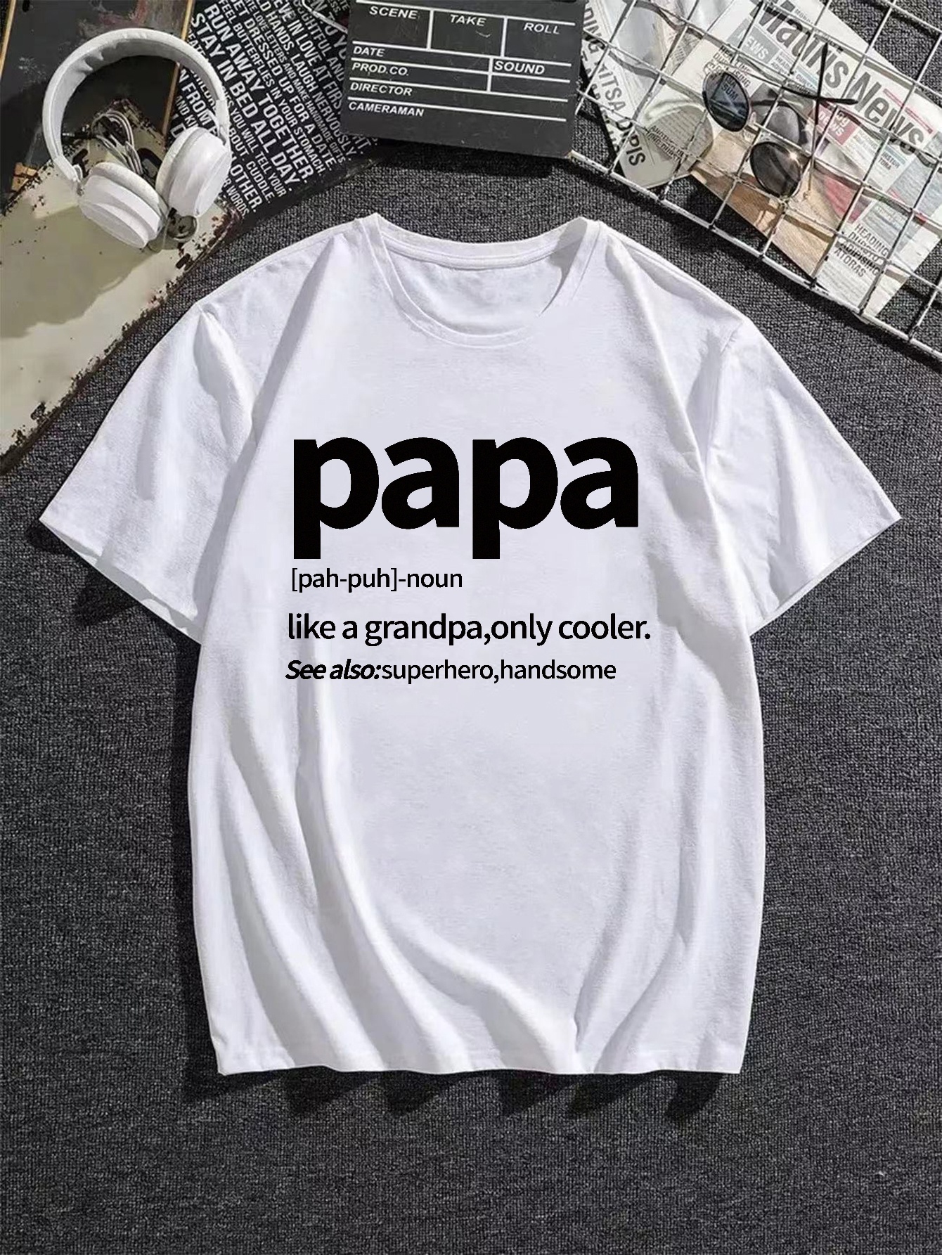 Superhero Papa Graphic Tee Shirt, S-5XL