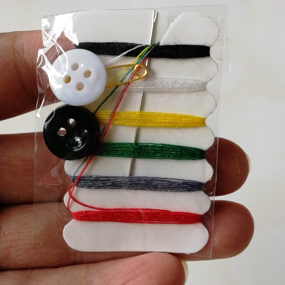 Mini Portable Sewing Kit Needle Thread Button Pin Scissor Thimble