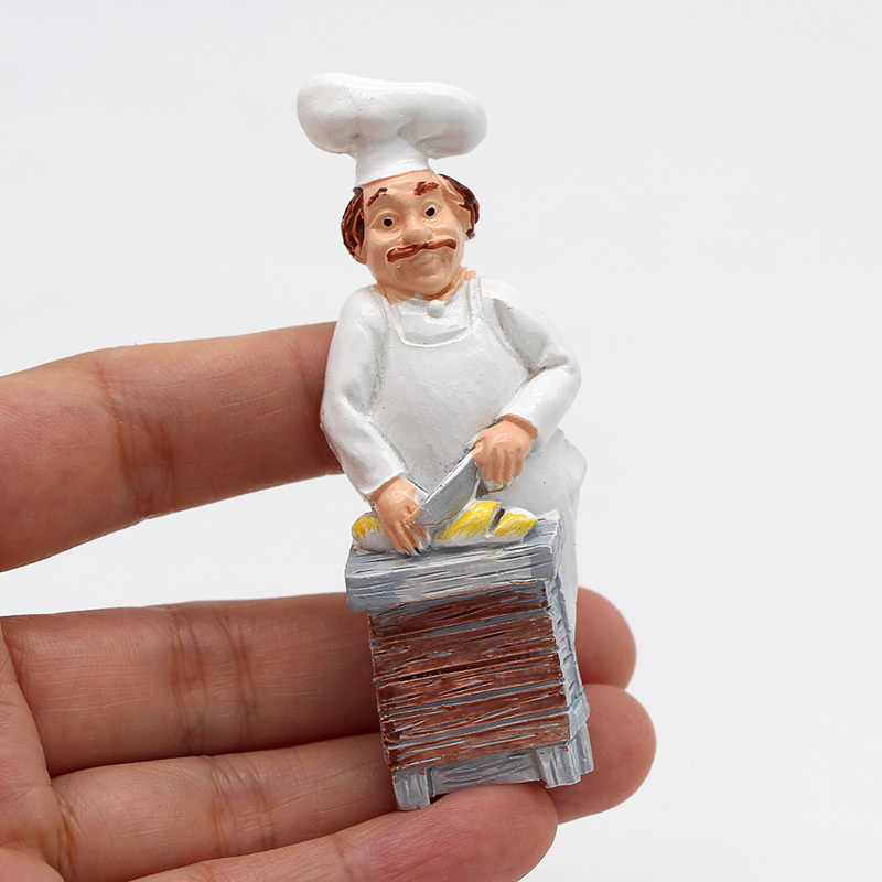 JUNTEX 3D Resin Chef Fridge Magnet Italian French Chef Figurine Statue  Refrigerator Magnets Home Kitchen Restaurant Decor 