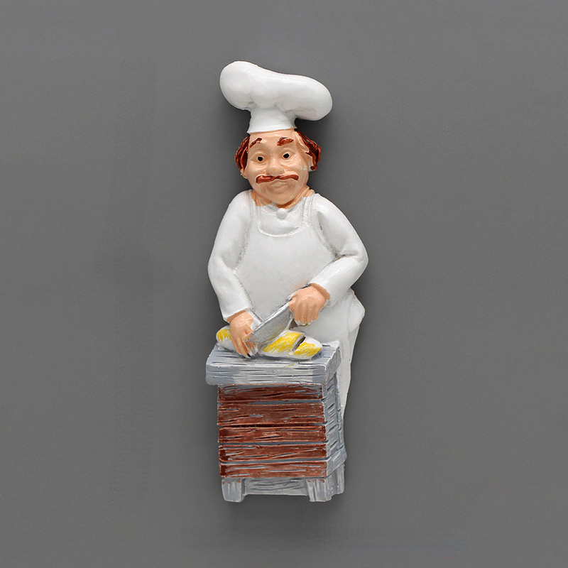 3d Resin Chef Fridge Magnet Italian French Chef Figurine Statue  Refrigerator Magnets Home Kitchen Restaurant Decor