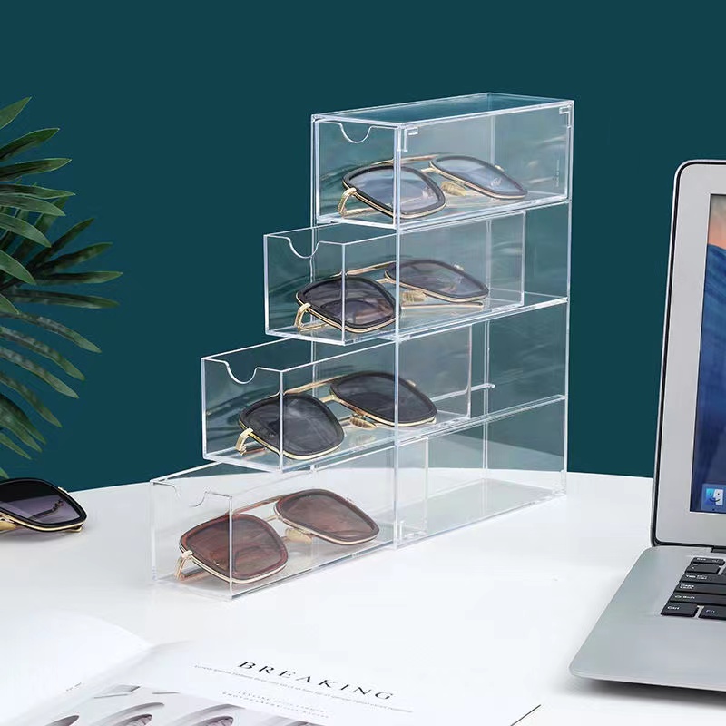 Acrylic Sunglasses Case Storage Box With 4 Clear Divided - Temu