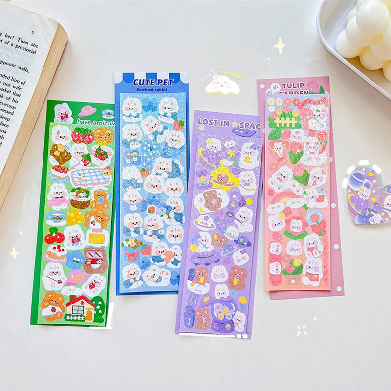 Goo Card Set Cute Cartoon Diy Journal Stickers Laser Goo - Temu