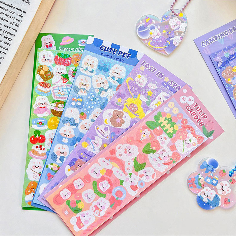 Goo Card Set Cute Cartoon Diy Journal Stickers Laser Goo - Temu