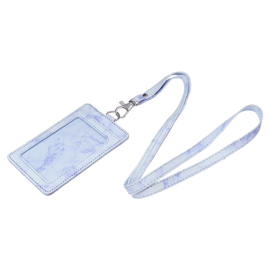 Stylish Marble Pattern Badge Holder Pu Leather Card Holder - Temu