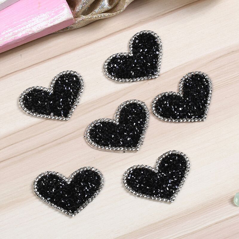 Rhinestone Heart Iron On Applique Patch Crystal 3