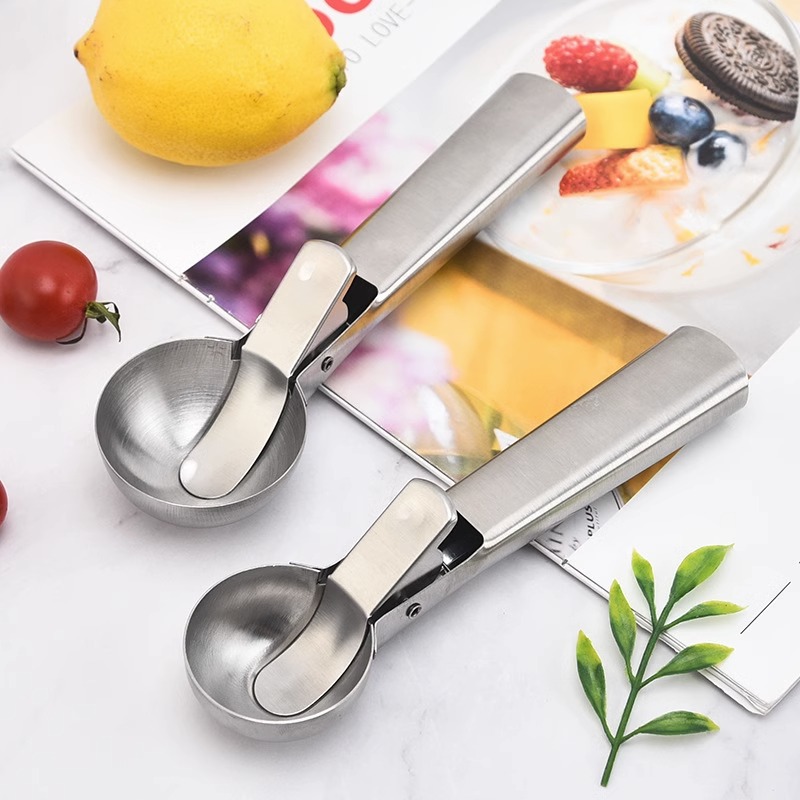 1pc, Ice Cream Scoop With Trigger, Stainless Steel Ice Cream