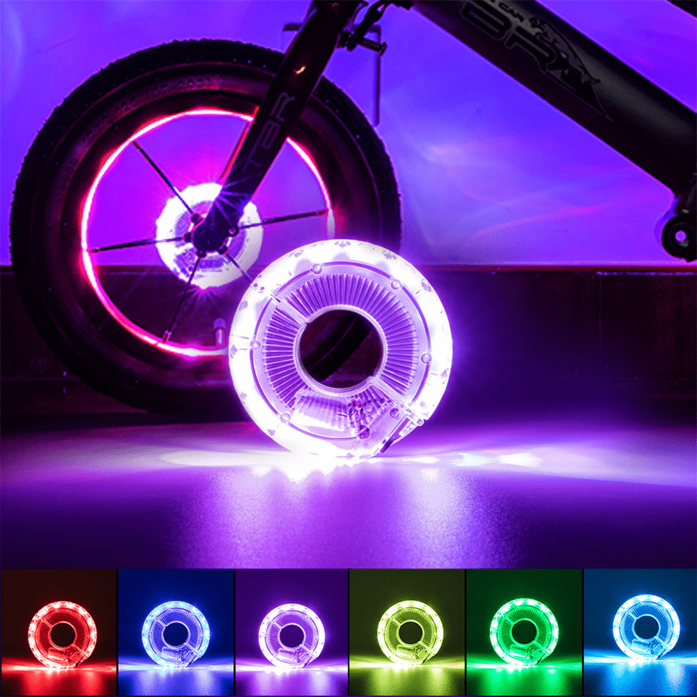 LED vélo roue lumière vélo avant moyeu arrière a parlé une lampe avec 7  couleurs 18 Modes Rechargeable enfants Balance vélo lumière 