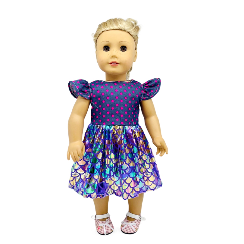 Handmade Doll Clothes Dress for 18inch Doll 43cm 18inch Dolls Overall Shoes  Dolls Kids Toys Doll Clothes Accessories Girl Gift Pink Blue Purple Play