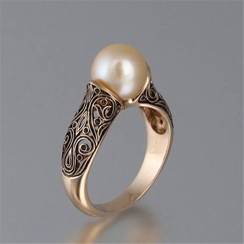 

Vintage Simple Ring Inlaid Milky Stone 14k Plated Women's Promise Ring Engagement Wedding Jewelry Anniversary Birthday Gift For Her