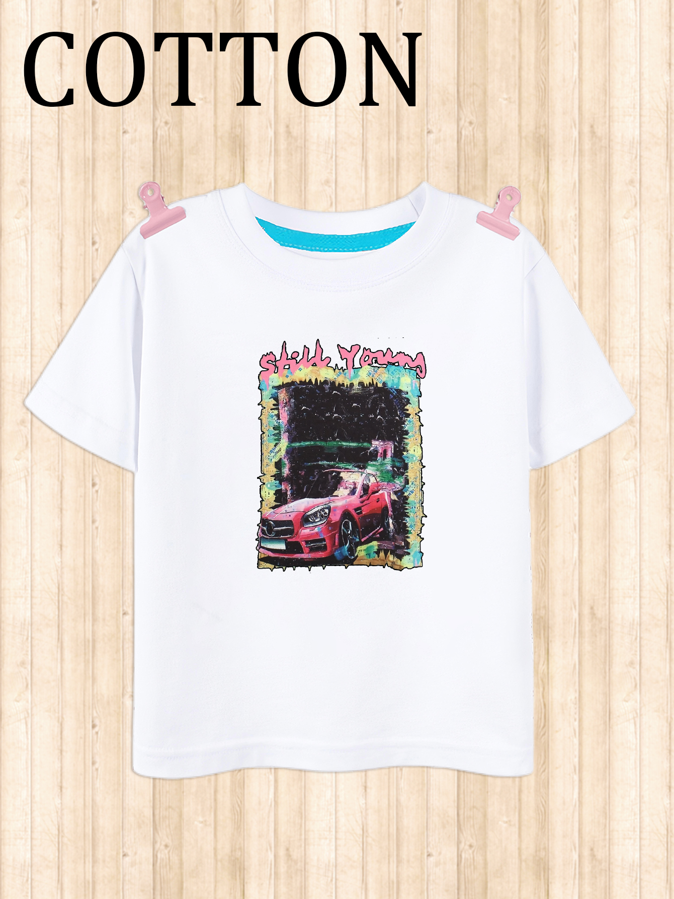 Shein Teen Girl Car & Letter Graphic Tee,10-11Y