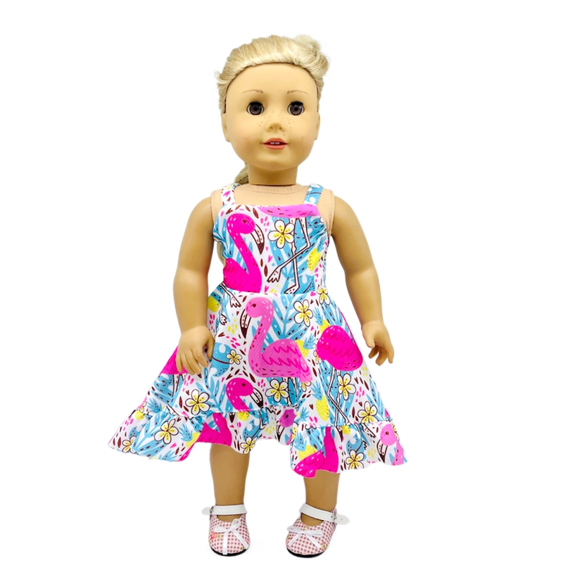 Doll Clothes Accessories Handmade Flamingo Pattern Dress Princess Dress  Doll Dress Doll Clothes Outfits Fit For American 18 Inch Doll, 43cm Baby  Dolls