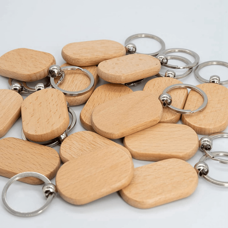 5PCS Blank Wooden Key Chains Rectangle Beech Wood Keychain Pendant for  Engraving DIY Material Craft Wedding Birthday Christmas Ornament Decor  Accessories Gift 