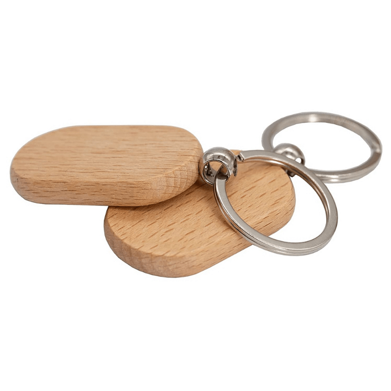 Pack Of 10 Blank Wooden Key Chain Personalized EDC Wood Keychain Key Ring  Key Tags DIY Keychain Supplies for Craft (round)