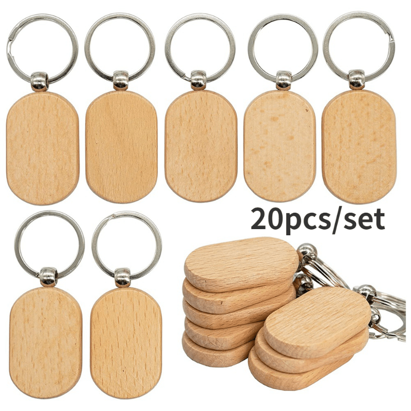  50 Pcs Leather Keychain Blanks Wooden Keychain Blanks Wood  Keychain Blank Unfinished Wood Tags with Leather Strap Keyring (Walnut) :  Arts, Crafts & Sewing
