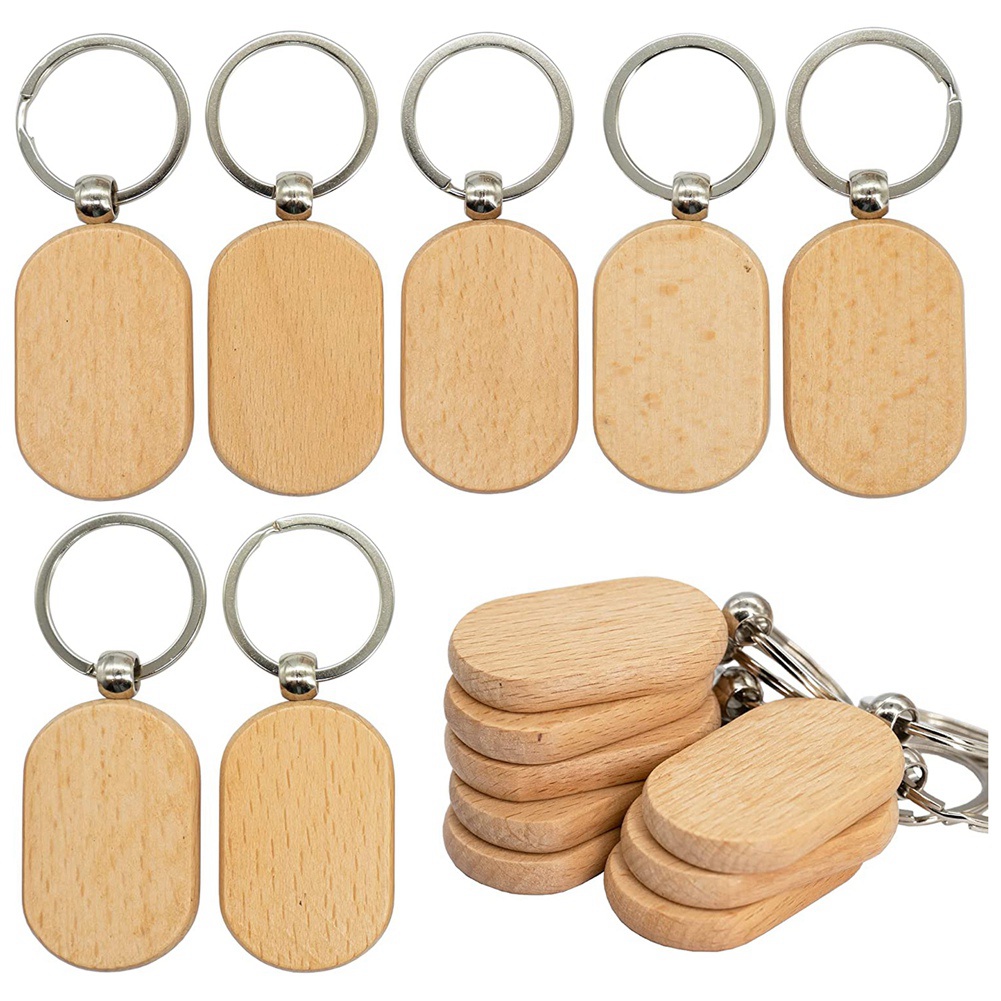 24 Pcs Wooden Keychain Blanks Wood Engraving Blanks Key Chain Unfinished  Rectang
