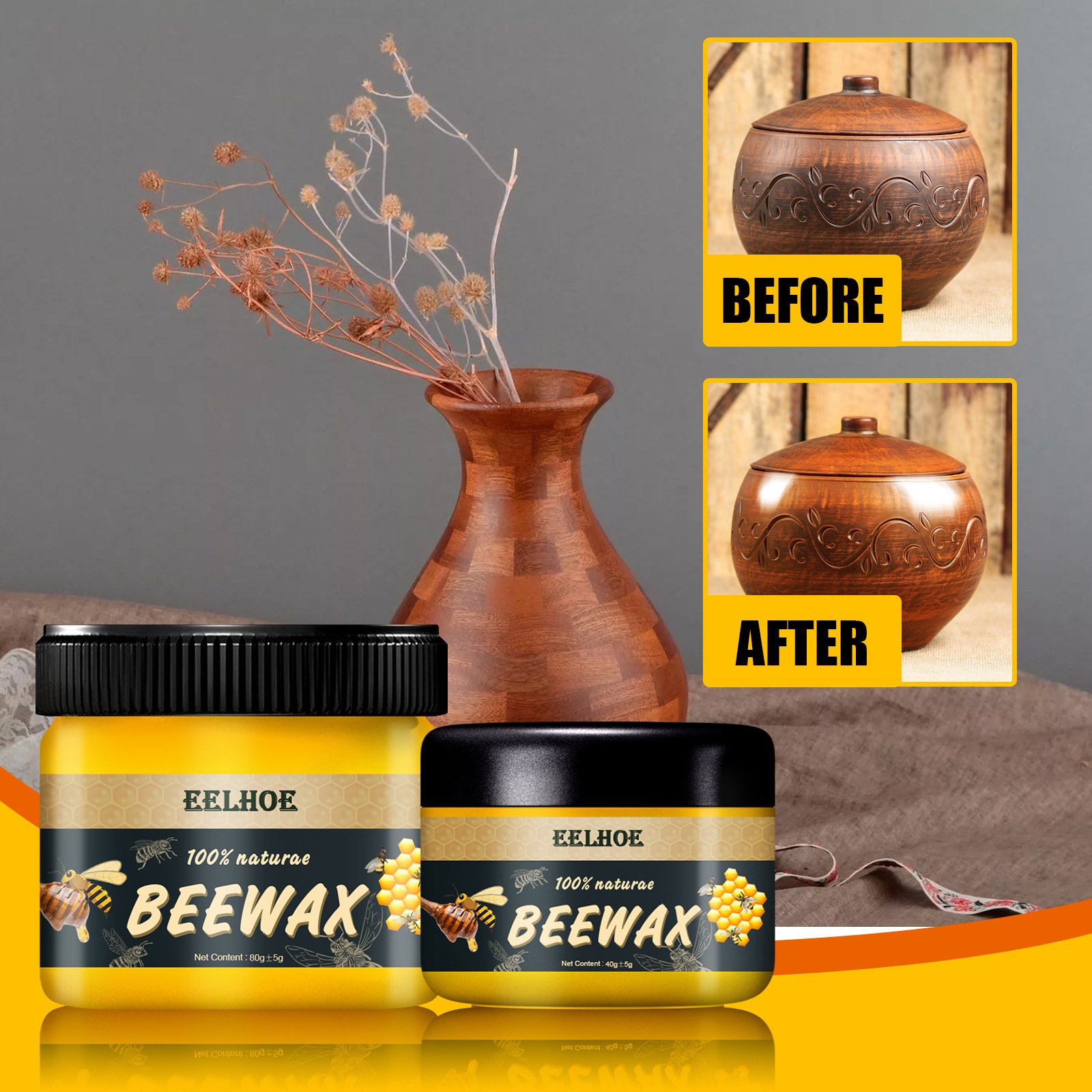 Esmalte de cera de abejas, condimento de madera Beewax – Esmalte de cera de  abeja tradicional de madera natural para madera y muebles, esmalte de