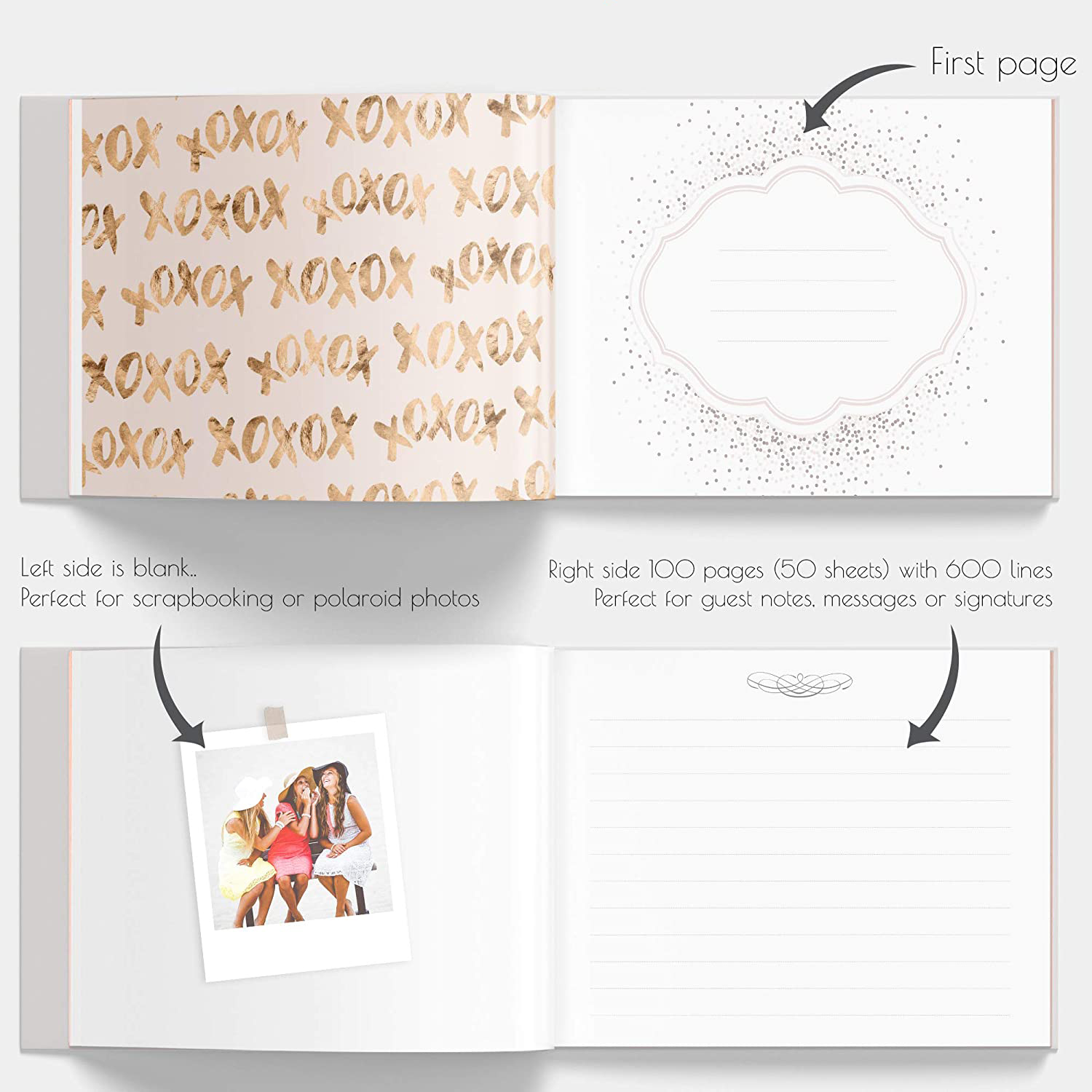 Blank Paper Wedding Guest Book With 3 Colored Pens And 1 - Temu