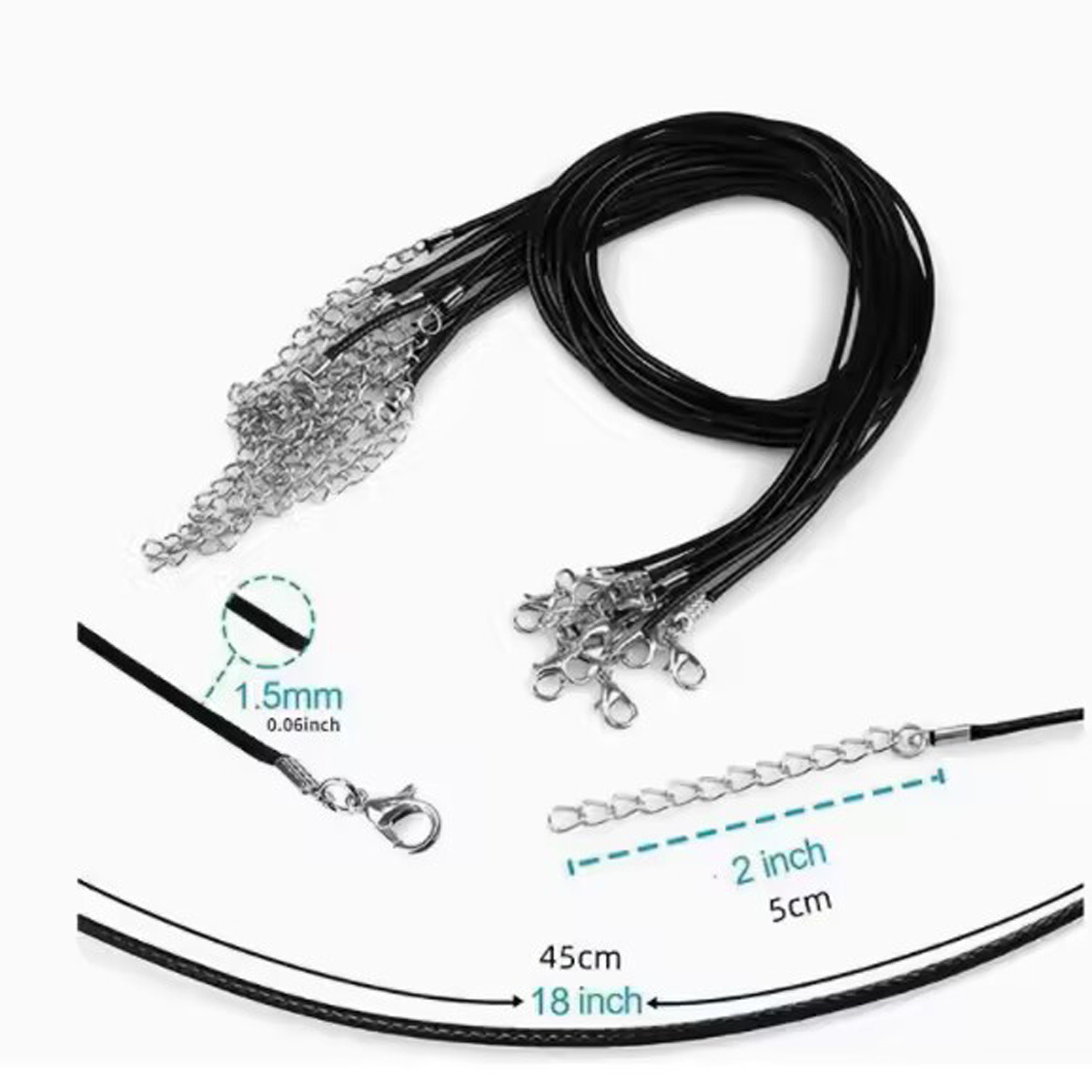 120pcs Black Necklace Cord with Clasp 1.5mm Bulk Necklace String for  Bracelet Necklaces Pendants Jewelry Making Accessories(20 Inches)