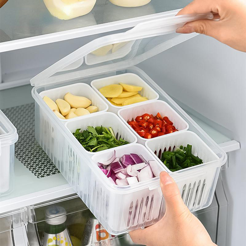 Double-Layer Refrigerator Fresh Box Draining Fruit Vegetable