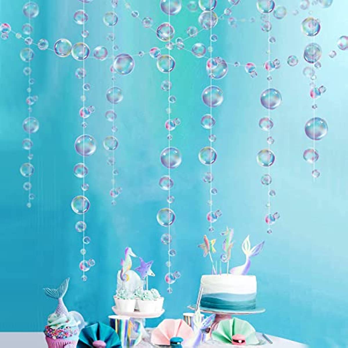 Little Mermaid Party Decoration Paper Blue Bubble Garlands