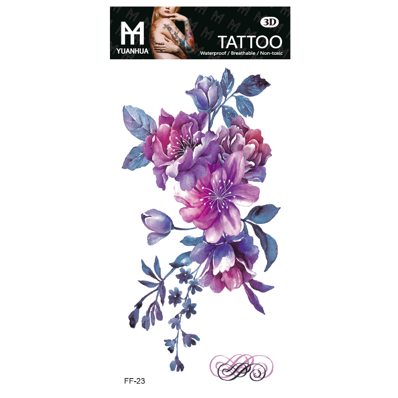 Temporary Tattoo Stickers With Flower Feathers, And Heart Tattoos - Temu