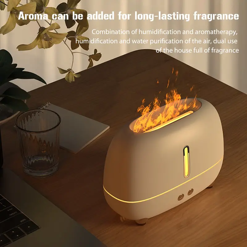 1pc aroma diffuser air humidifier ultrasonic cool mist maker fogger led  oil flame lamp diffuser details 2