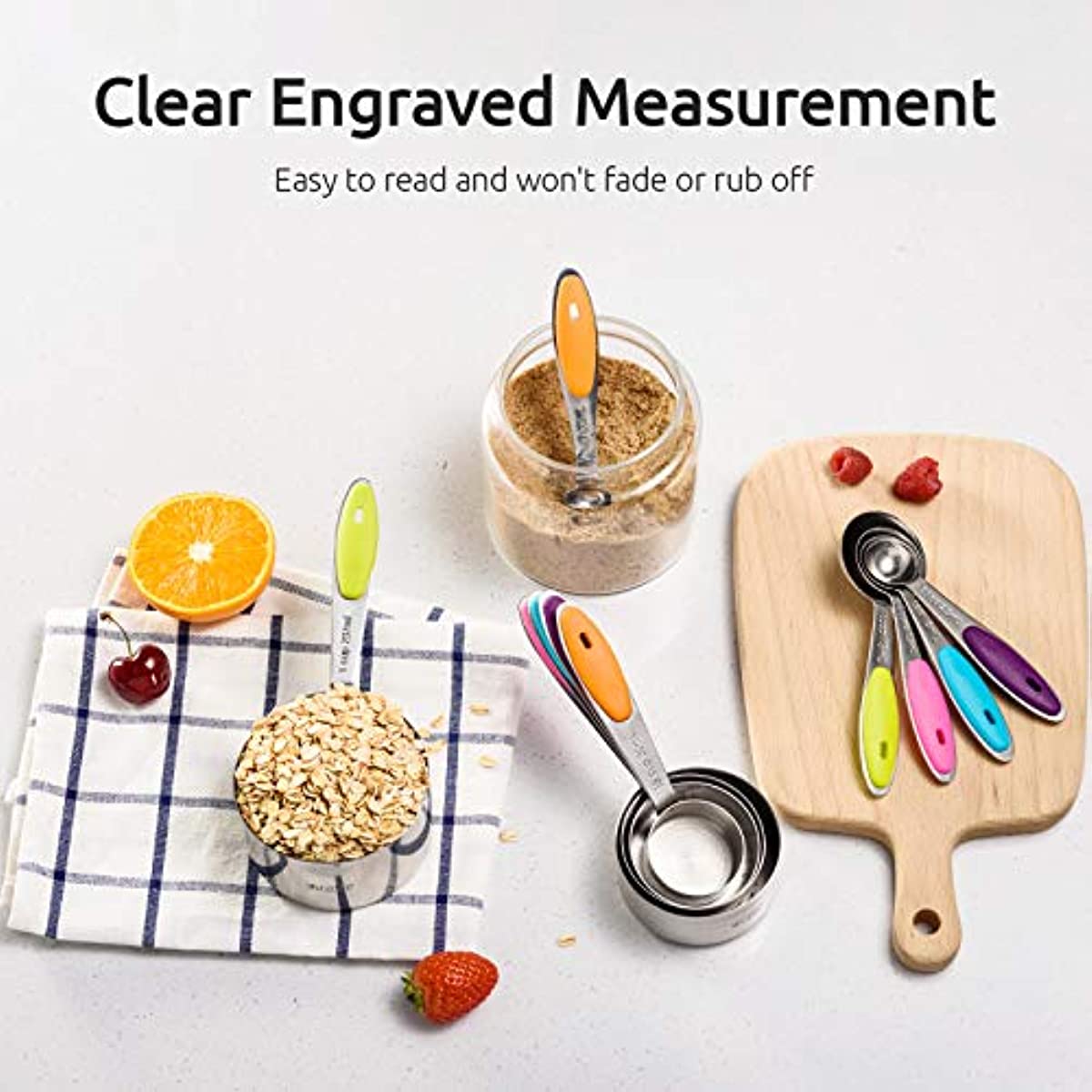 Stainless Steel Measuring Cups And Spoons Set Engraved Measurements  Measuring Cup Spoon - Buy Stainless Steel Measuring Cups And Spoons Set Engraved  Measurements Measuring Cup Spoon Product on