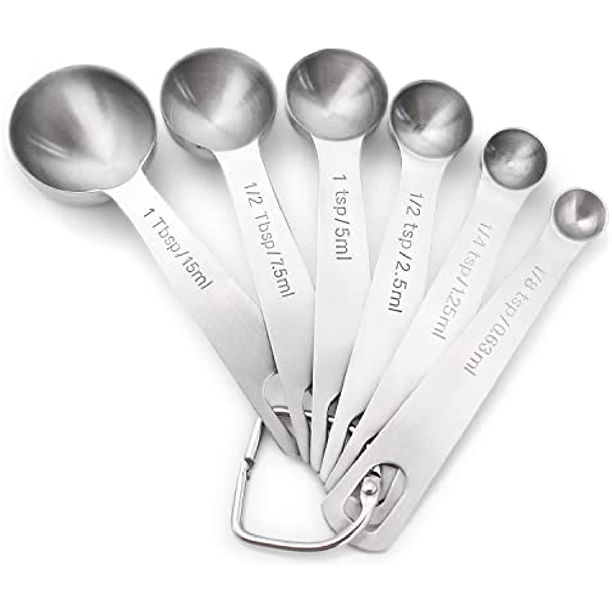 Set of 6 Measuring Spoons Premium Heavy Duty Stainless Steel Cups