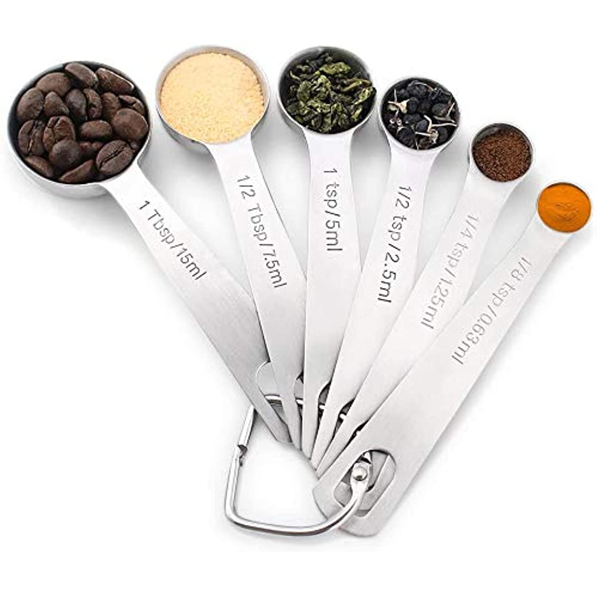 

Set, Premium Heavy Duty 18/8 Stainless Steel Measuring Spoons Cups Set, Small Tablespoon With Metric And Us Measurements, Set Of 6 For Gift Measuring Dry And Liquid Ingredients