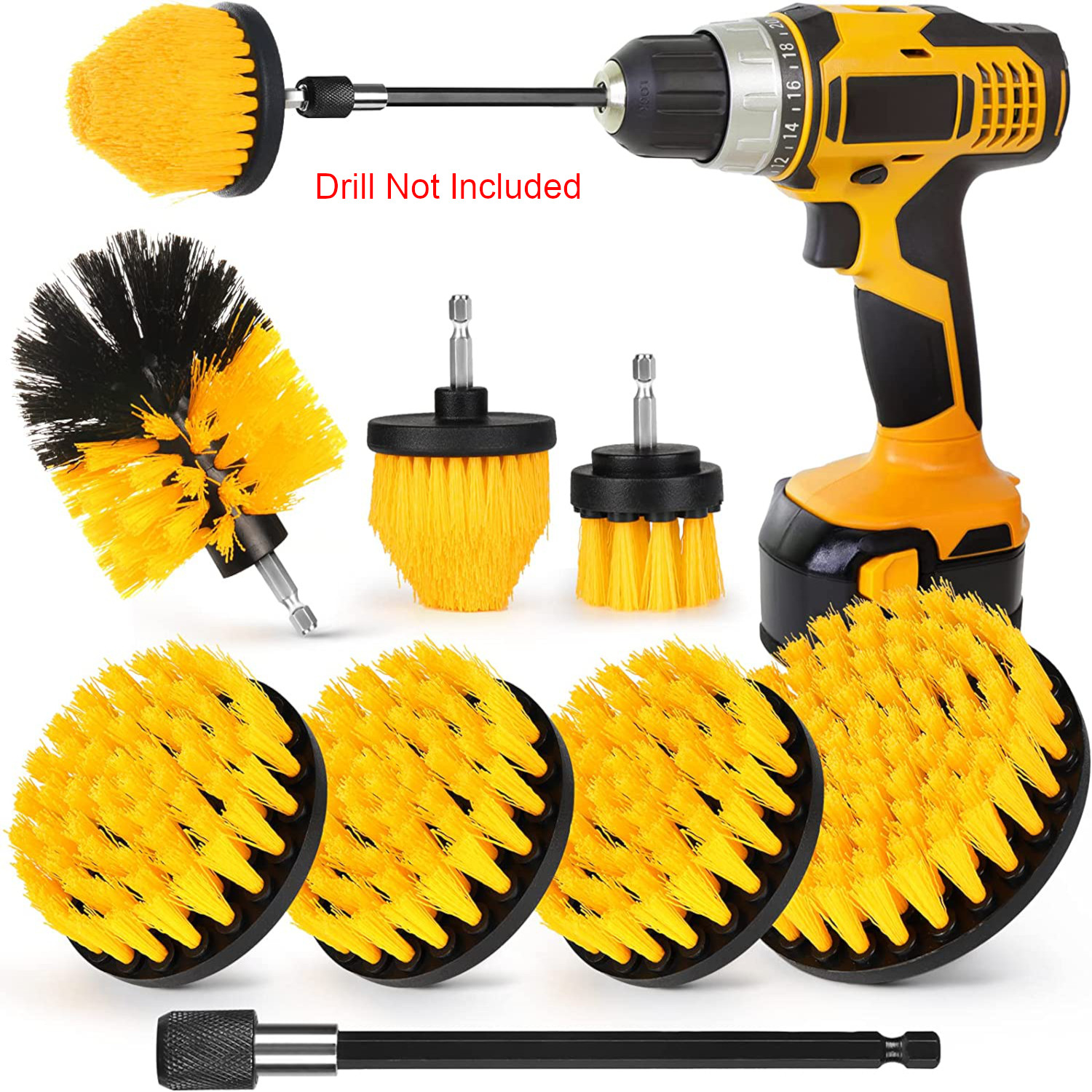 5 Pack Drill Brush Attachments Set Power Scrubber Cleaning Brush