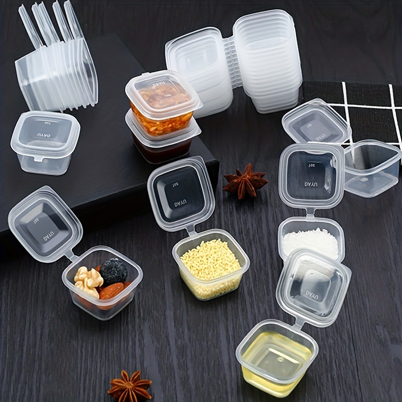 50pcs/set Plastic Disposable Sauce Dish, Minimalist Transparent Disposable Dipping  Sauce Cup For Kitchen