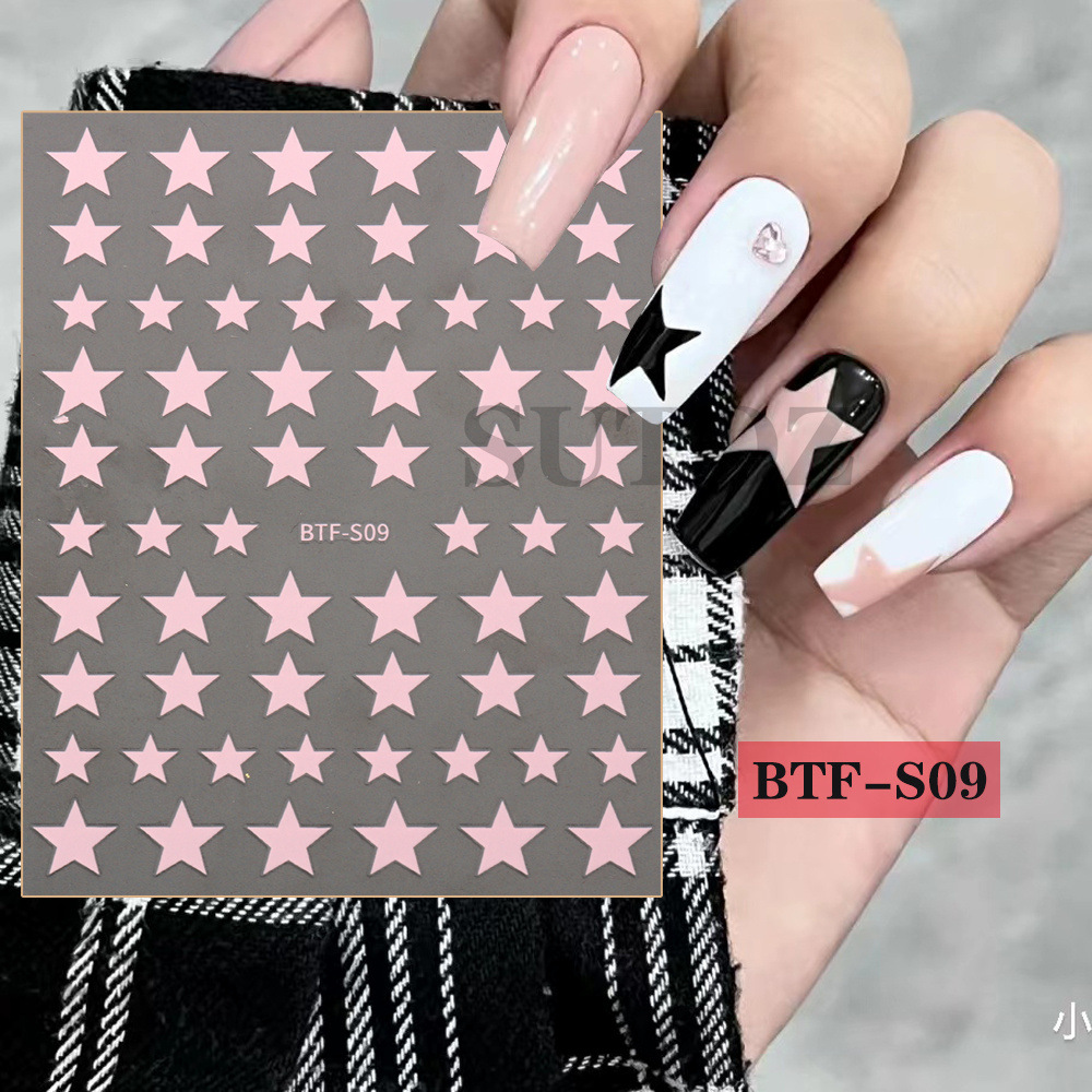 Reflective Glitter 3d Nail Stickers Decals,laser Silver Heart Star