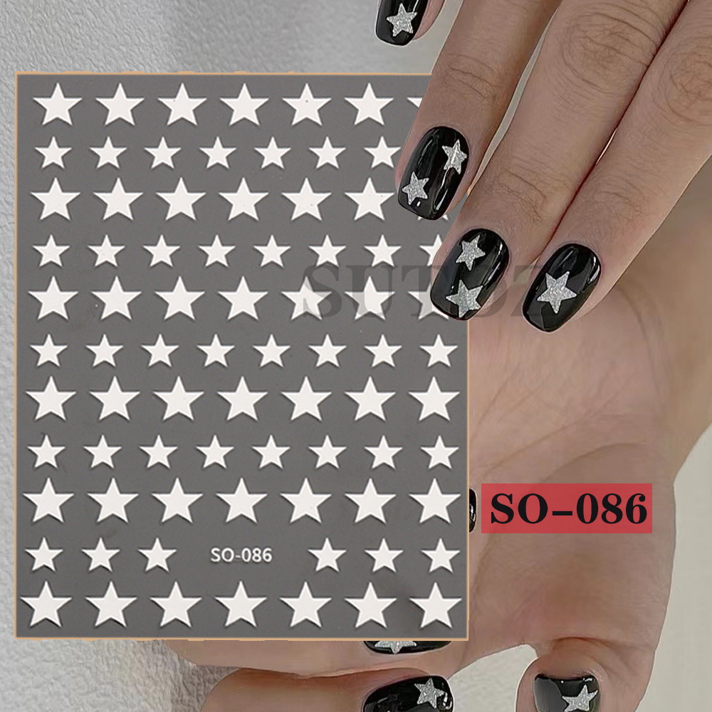 Reflective Glitter 3d Nail Stickers Decals laser Silver - Temu