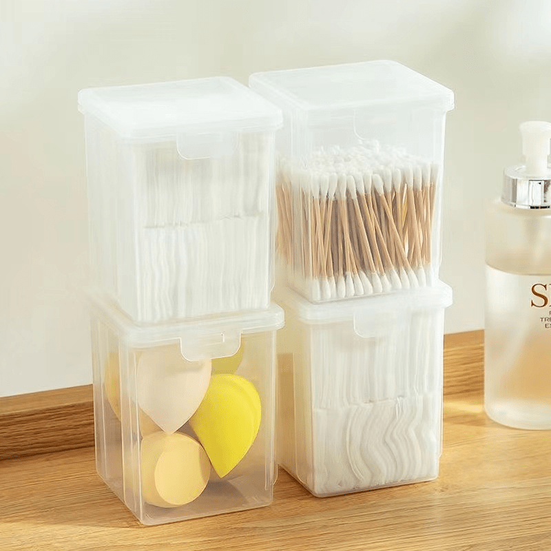 Portable transparent container travel toothpick q-tip box