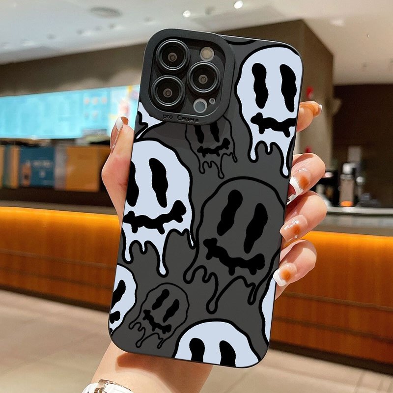 

Blue & White Face Graphic Pattern Silicone Phone Case For Iphone 14, 13, 12, 11 Pro Max, Xs Max, X, Xr, 8, 7, 6, 6s Mini, Plus, 2022 Se, Gift For Birthday, Girlfriend, Boyfriend, Friend Or Yourself