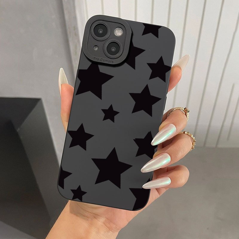 Aesthetic Cross Pattern Black Phone Case For iPhone14 13 12 11Pro Max XR XS  X mini SE 7 8 Plus Soft Silicone TPU Case Back Cover