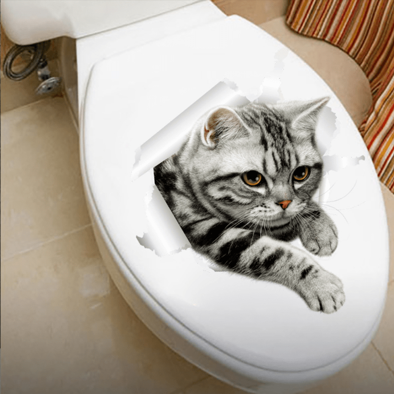 1pc Cat Pattern Glow In The Dark Toilet Lid Decal