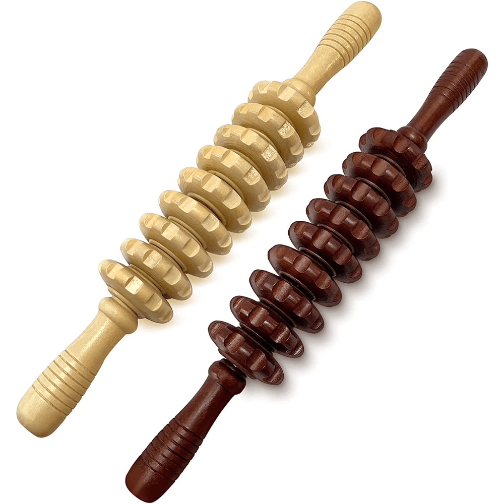 Massage Roller Universal Wood Roller Massager For Body Wood Roller  Double-sided Slotting 6 Spinning Rollers