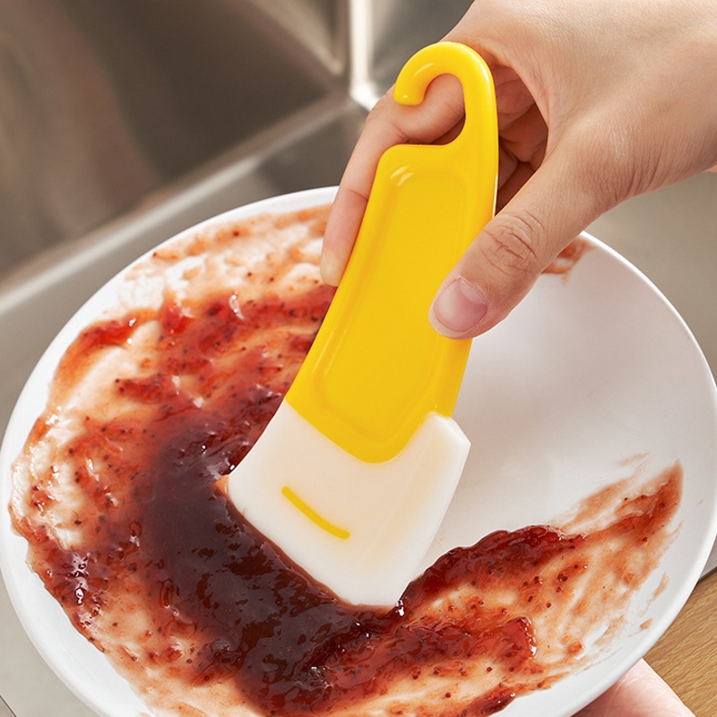 1pc Kitchen Cleaning Silicone Pot Scraper Tool With Pot Hole, Small Plate  Scraper, Non-stick Plastic Pan Scraper, Food Scraper