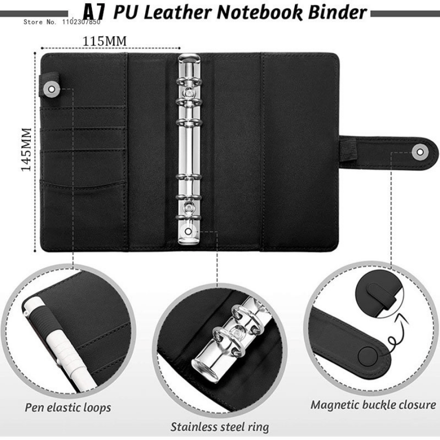 Antner 12Pcs A7 Mini Binder Pockets 6 Holes Zipper Cash Envelopes for  Budgeting