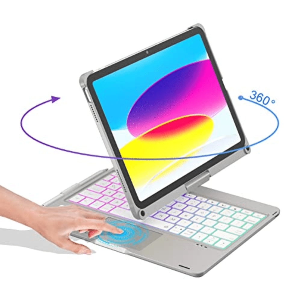 iPad 10th Generation 2022 Keyboard Case with Touchpad Cute Round Key Color  Keyboard iPad 10 10.9 inch Detachable Touch Keyboard Slim Smart Cover with