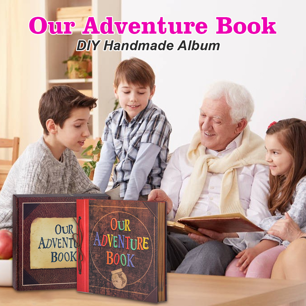 Photo Album Scrapbook Our Adventure Book with Gift Box Vintage Photo Book  Handmade DIY Travel Photo Scrapbook For Birthday Gift Family Present