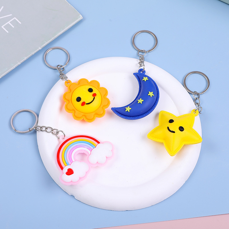 Smile Face Sun Moon Star Keychain Cute Cartoon Car Pendant - Temu