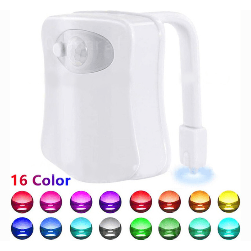 Toilette Night Light Smart Pir Motion Sensor 8/16colors Led Salle de bain  imperméable à l'eau Rétro-éclairage pour Toilette Bowl Wc Washroom Night  Lamp