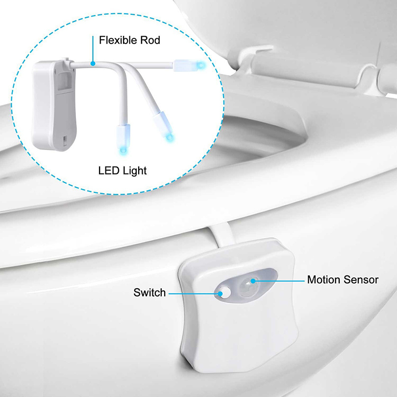 Smart Bathroom Toilet LED Nightlight PIR Body Motion Sensor Seat Light  Waterproof Bowl LED Night lights 8 Colors WC Toilet Light