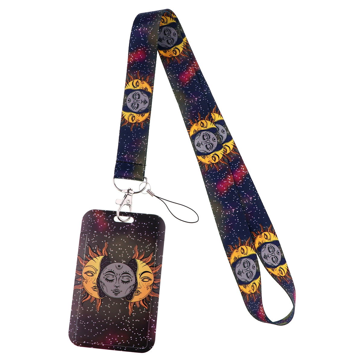 Cartoon Sun Moon Star Printed Neck Strap Lanyards For Keys & Card