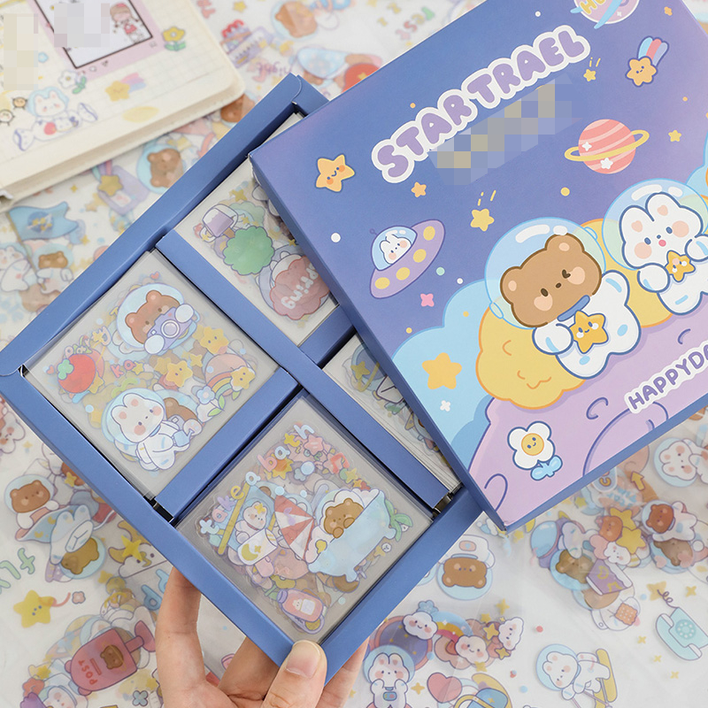 50 Sheets Cute Cartoon Bear Stickers Waterproof PET Scrapbooking Stationery  Stickers Washi Stickers For DIY Art Crafts Journaling Notebook Diary  Planner Decoration