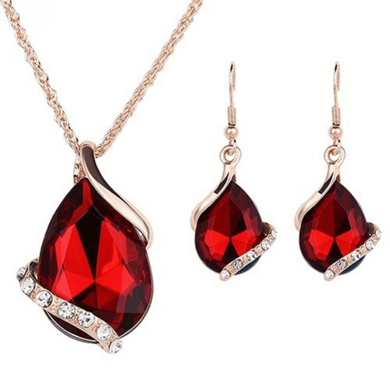 Elegant Droplet Necklace Earrings Set For Women's Party Valentine's Day ...